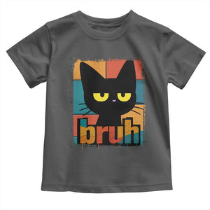 Funny Black Cat Bruh Meme Toddler T Shirt Funny Black Cat TS14 Dark Heather Print Your Wear