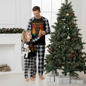 Meowdy Cowboy Cat Plaid Pajama Set Cute Black Kitten Country Western - Print Your Wear