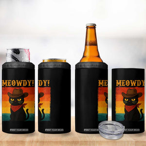 Meowdy Cowboy Cat 4 in 1 Can Cooler Tumbler Cute Black Kitten Country Western TS14 Print Your Wear