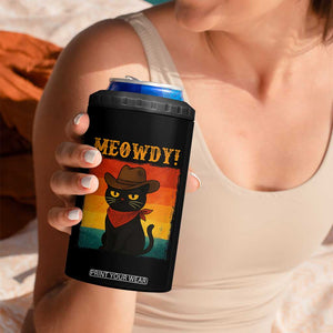 Meowdy Cowboy Cat 4 in 1 Can Cooler Tumbler Cute Black Kitten Country Western TS14 Print Your Wear