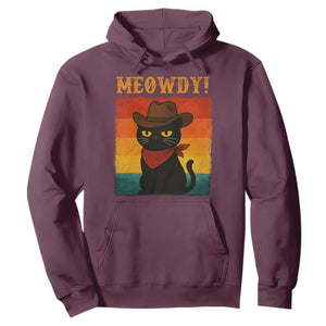 Meowdy Cowboy Cat Hoodie Cute Black Kitten Country Western TS14 Maroon Print Your Wear