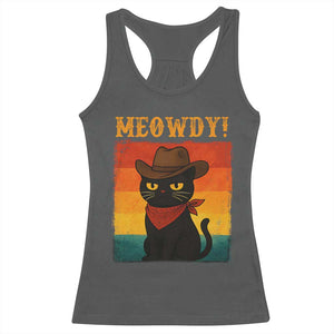 Meowdy Cowboy Cat Racerback Tank Top Cute Black Kitten Country Western TS14 Dark Heather Print Your Wear