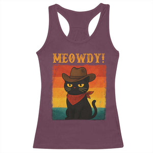 Meowdy Cowboy Cat Racerback Tank Top Cute Black Kitten Country Western TS14 Maroon Print Your Wear