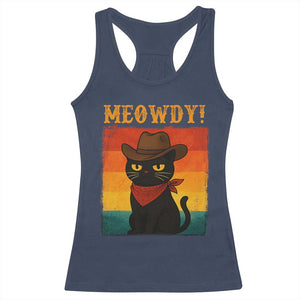 Meowdy Cowboy Cat Racerback Tank Top Cute Black Kitten Country Western TS14 Navy Print Your Wear