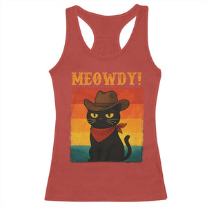 Meowdy Cowboy Cat Racerback Tank Top Cute Black Kitten Country Western TS14 Red Print Your Wear