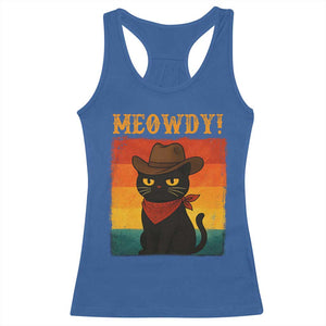 Meowdy Cowboy Cat Racerback Tank Top Cute Black Kitten Country Western TS14 Royal Blue Print Your Wear