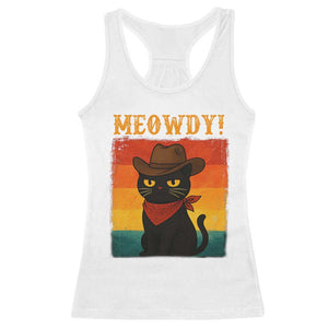 Meowdy Cowboy Cat Racerback Tank Top Cute Black Kitten Country Western TS14 White Print Your Wear