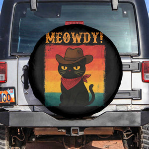 Meowdy Cowboy Cat Spare Tire Cover Cute Black Kitten Country Western TS14 No hole Black Print Your Wear