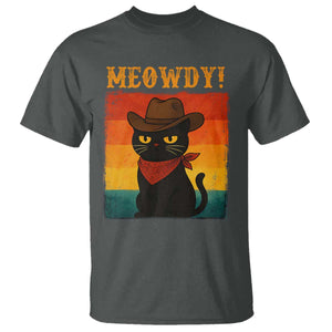 Meowdy Cowboy Cat T Shirt Cute Black Kitten Country Western TS14 Dark Heather Print Your Wear