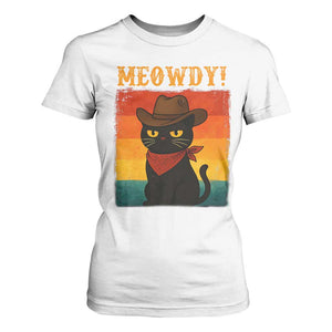 Meowdy Cowboy Cat T Shirt For Women Cute Black Kitten Country Western - Print Your Wear