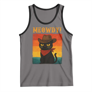 Meowdy Cowboy Cat Tank Top Cute Black Kitten Country Western TS14 Deep Heather Black Print Your Wear