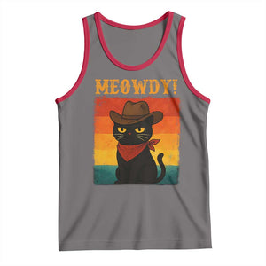 Meowdy Cowboy Cat Tank Top Cute Black Kitten Country Western TS14 Deep Heather Red Print Your Wear