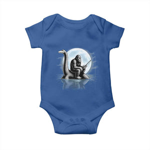 Funny Bigfoot Fishing Baby Onesie Sasquatch Riding Nessie Cryptid Moon Night TS14 Royal Blue Print Your Wear