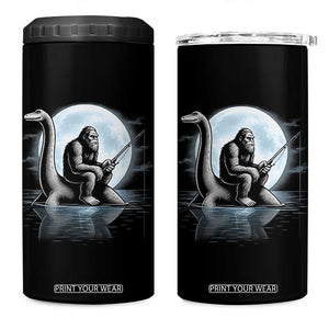 Funny Bigfoot Fishing 4 in 1 Can Cooler Tumbler Sasquatch Riding Nessie Cryptid Moon Night TS14 One Size: 16 oz Black Print Your Wear