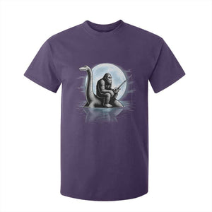 Funny Bigfoot Fishing T Shirt For Kid Sasquatch Riding Nessie Cryptid Moon Night TS14 Purple Print Your Wear