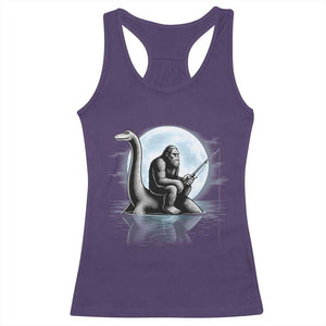 Funny Bigfoot Fishing Racerback Tank Top Sasquatch Riding Nessie Cryptid Moon Night TS14 Purple Print Your Wear