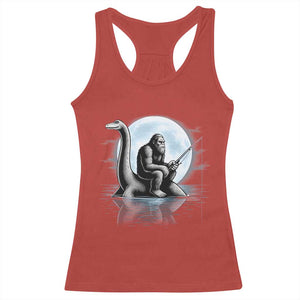 Funny Bigfoot Fishing Racerback Tank Top Sasquatch Riding Nessie Cryptid Moon Night TS14 Red Print Your Wear