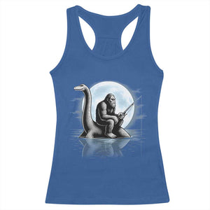 Funny Bigfoot Fishing Racerback Tank Top Sasquatch Riding Nessie Cryptid Moon Night TS14 Royal Blue Print Your Wear