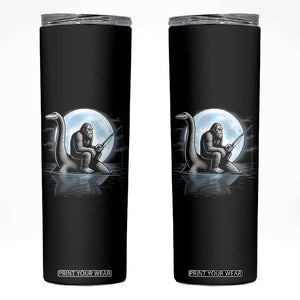 Funny Bigfoot Fishing Skinny Tumbler Sasquatch Riding Nessie Cryptid Moon Night TS14 Black Print Your Wear