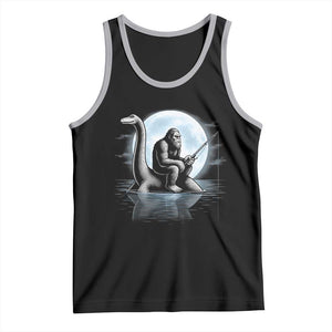 Funny Bigfoot Fishing Tank Top Sasquatch Riding Nessie Cryptid Moon Night TS14 Black Athletic Heather Print Your Wear