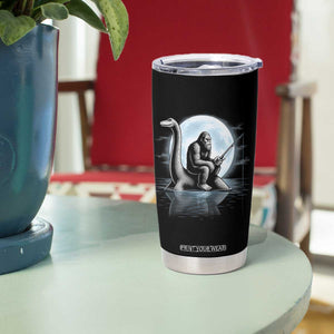 Funny Bigfoot Fishing Tumbler Cup Sasquatch Riding Nessie Cryptid Moon Night TS14 Print Your Wear