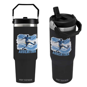 Argentina Soccer Fan Argentinian Flag Patriotic Sports Flip Straw Tumbler TS14 One Size: 30 oz Black Print Your Wear