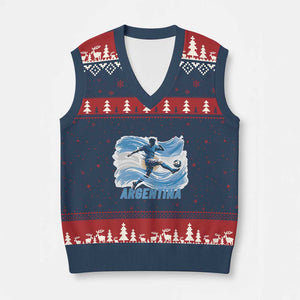 Argentina Soccer Fan Argentinian Flag Patriotic Sports V-Neck Knit Sweater Vest TS14 Navy Red Print Your Wear