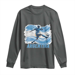 Argentina Soccer Fan Argentinian Flag Patriotic Sports Long Sleeve Shirt TS14 Dark Heather Print Your Wear
