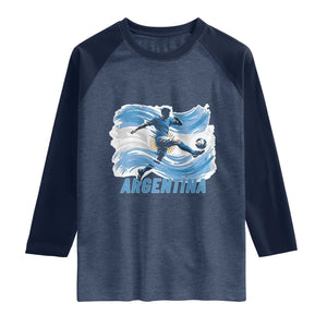 Argentina Soccer Fan Argentinian Flag Patriotic Sports Raglan Shirt TS14 Heather Denim Navy Print Your Wear