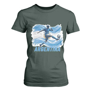 Argentina Soccer Fan Argentinian Flag Patriotic Sports T Shirt For Women TS14 Dark Forest Green Print Your Wear