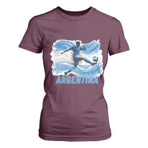 Argentina Soccer Fan Argentinian Flag Patriotic Sports T Shirt For Women TS14 Maroon Print Your Wear