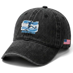 Argentina Soccer Fan Argentinian Flag Patriotic Sports Washed Cotton Baseball Cap TS14 Print Your Wear