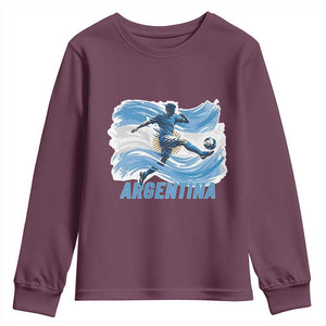 Argentina Soccer Fan Argentinian Flag Patriotic Sports Youth Sweatshirt TS14 Maroon Print Your Wear