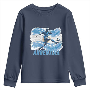 Argentina Soccer Fan Argentinian Flag Patriotic Sports Youth Sweatshirt TS14 Navy Print Your Wear