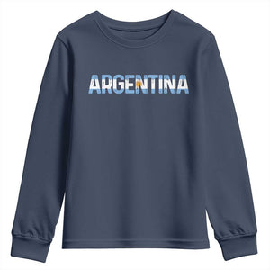 Vintage Argentina Flag Retro Argentinian Youth Sweatshirt TS14 Navy Print Your Wear