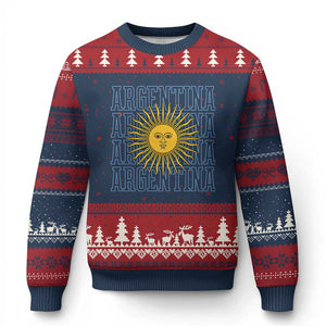 Sol de Mayo Argentina Flag Argentinian Sun Ugly Christmas Sweater TS14 Navy Red Print Your Wear