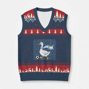 Argentina Soccer Football V-Neck Knit Sweater Vest Silly Goose Argentinian Flag Fan Supporter TS14 Navy Red Print Your Wear