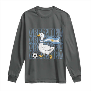 Argentina Soccer Football Long Sleeve Shirt Silly Goose Argentinian Flag Fan Supporter TS14 Dark Heather Print Your Wear