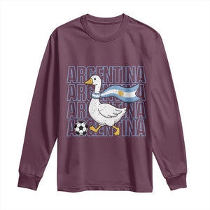 Argentina Soccer Football Long Sleeve Shirt Silly Goose Argentinian Flag Fan Supporter TS14 Maroon Print Your Wear