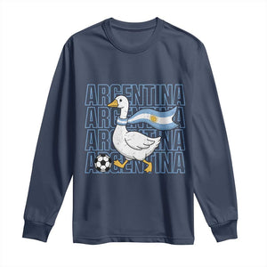 Argentina Soccer Football Long Sleeve Shirt Silly Goose Argentinian Flag Fan Supporter TS14 Navy Print Your Wear