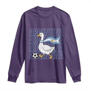 Argentina Soccer Football Long Sleeve Shirt Silly Goose Argentinian Flag Fan Supporter TS14 S Purple Print Your Wear