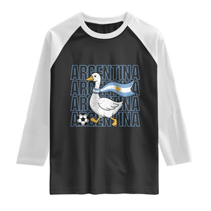 Argentina Soccer Football Raglan Shirt Silly Goose Argentinian Flag Fan Supporter TS14 Black White Print Your Wear