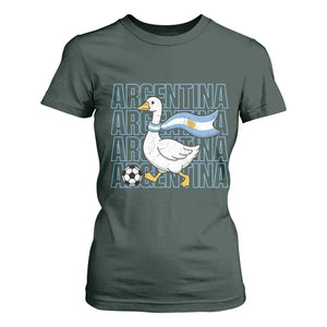 Argentina Soccer Football T Shirt For Women Silly Goose Argentinian Flag Fan Supporter TS14 Dark Forest Green Print Your Wear
