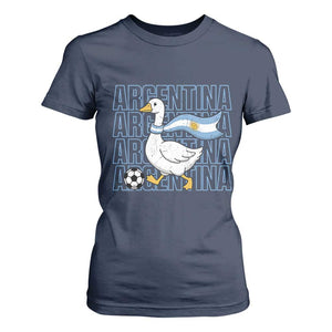 Argentina Soccer Football T Shirt For Women Silly Goose Argentinian Flag Fan Supporter TS14 Navy Print Your Wear