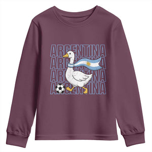 Argentina Soccer Football Youth Sweatshirt Silly Goose Argentinian Flag Fan Supporter TS14 Maroon Print Your Wear