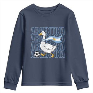 Argentina Soccer Football Youth Sweatshirt Silly Goose Argentinian Flag Fan Supporter TS14 Navy Print Your Wear