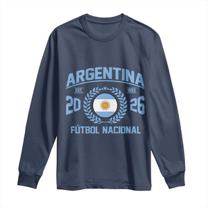Argentina 2026 Soccer Football Fan Argentinian Flag Long Sleeve Shirt TS14 Navy Print Your Wear