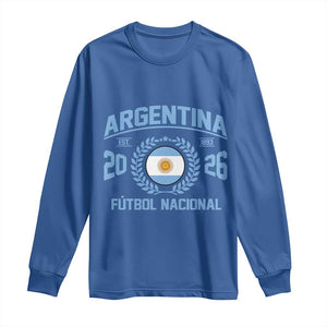 Argentina 2026 Soccer Football Fan Argentinian Flag Long Sleeve Shirt TS14 Royal Blue Print Your Wear