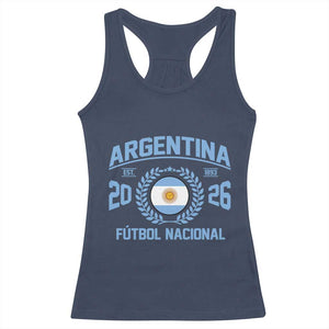 Argentina 2026 Soccer Football Fan Argentinian Flag Racerback Tank Top TS14 Navy Print Your Wear