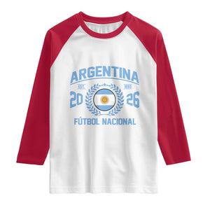 Argentina 2026 Soccer Football Fan Argentinian Flag Raglan Shirt TS14 White Red Print Your Wear